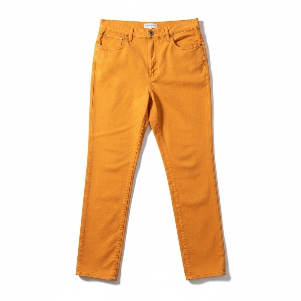 Gispa Italy Orange Straight Leg Cotton Blend Pants Womens Size 14 High Rise